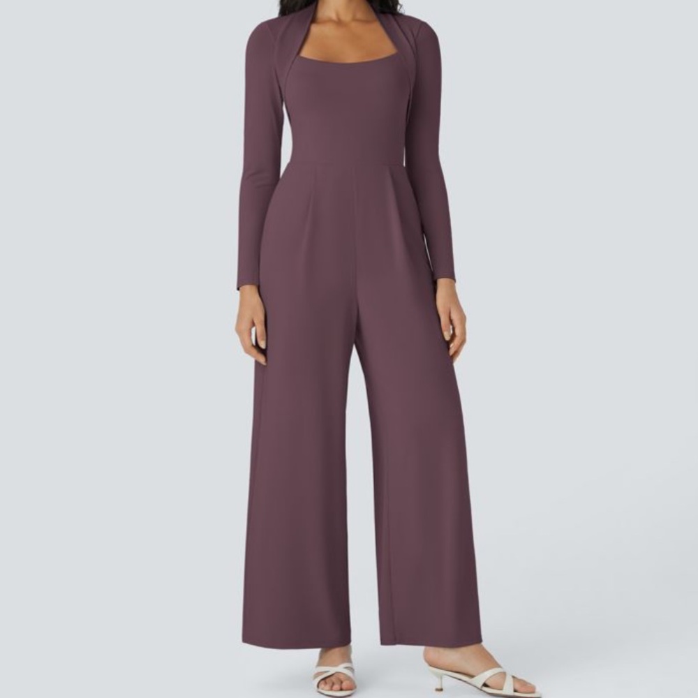 NWT purple plum Halara Size XL Wide Leg Bridesmaid & Guest Jumpsuit